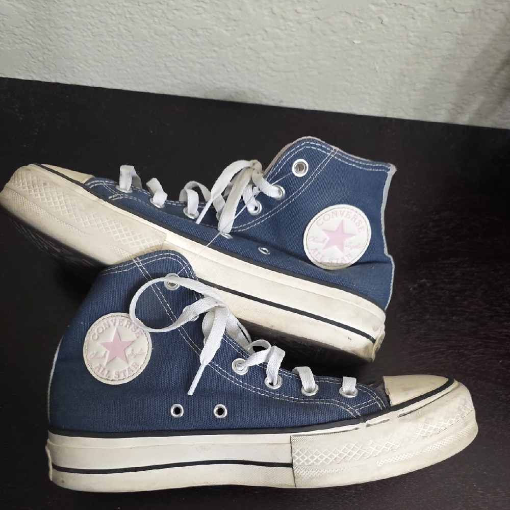 Converse Blue and White High-Top Sneakers Size 8.5
